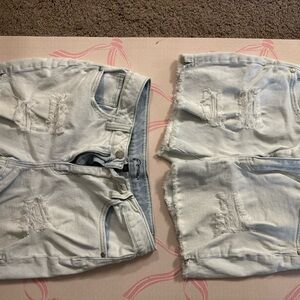 art class Light Blue Distressed Kids Shorts